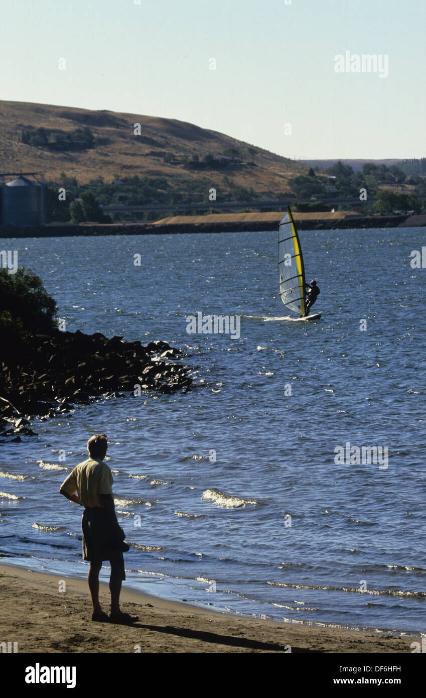 Windsurfer, Roosevelt, Washington (Columbia-Schlucht) Stockfoto