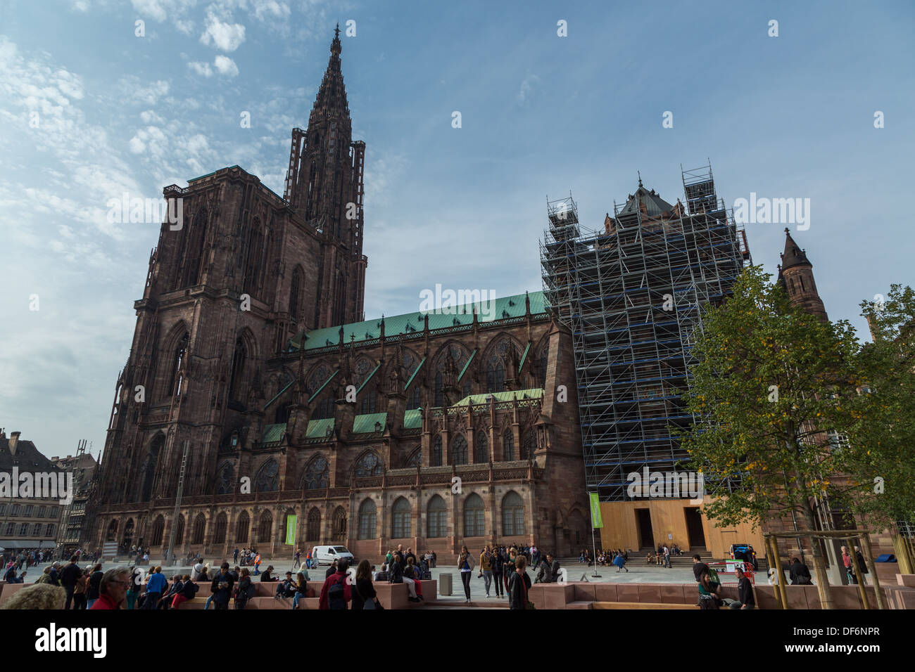 Ein Foto des Straßburger Münster oder der Dom, in der Mitte der UNESCO aufgeführt Stadt Frankreichs. Stockfoto