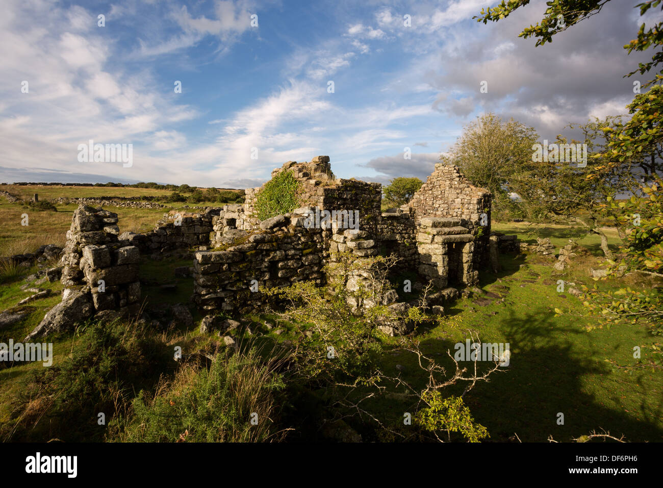 Die Ruine des John Bishops House, Dartmoor Nationalpark Devon Uk Stockfoto