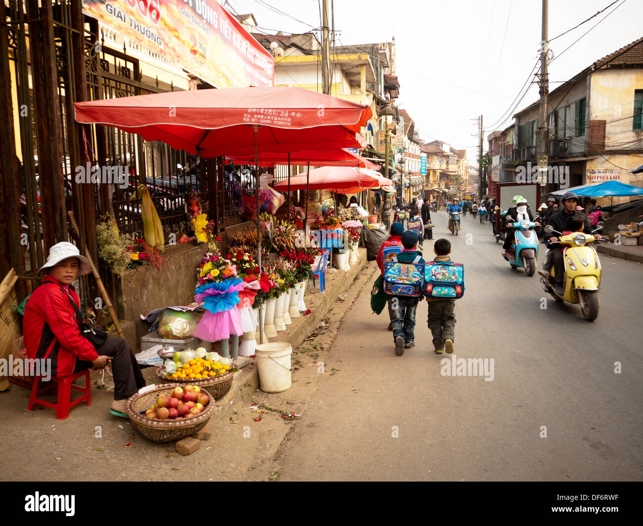 A Straßenszene von Sapa, Vietnam. Stockfoto