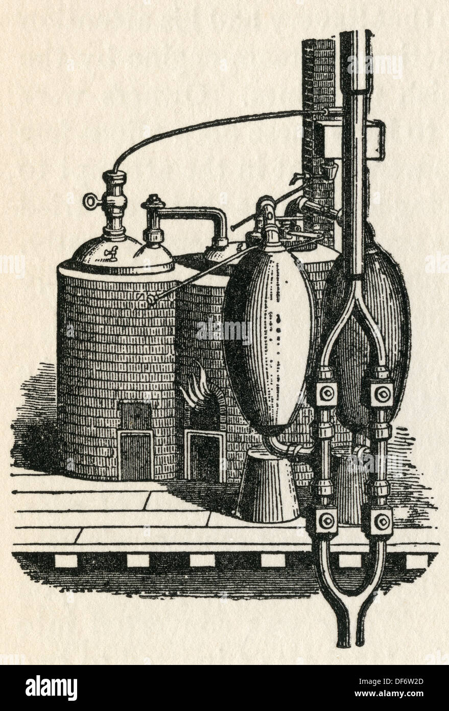 Die 1698 Dampfmaschine von Thomas Savery erfunden. Von der Romantik des Schiffes Kaufmann veröffentlicht 1931. Stockfoto