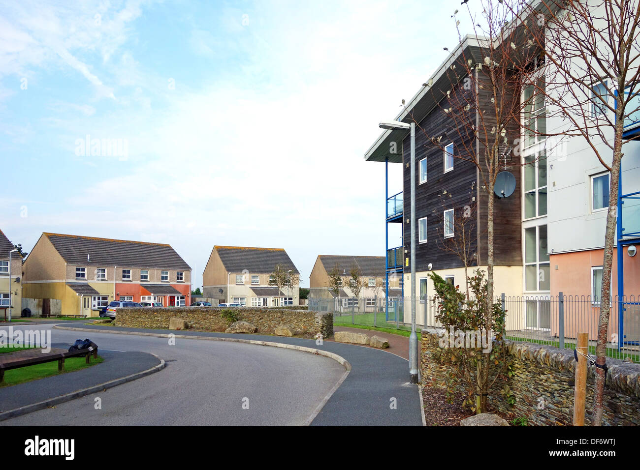 Sozialer Wohnungsbau in Camborne, Cornwall, UK Stockfoto