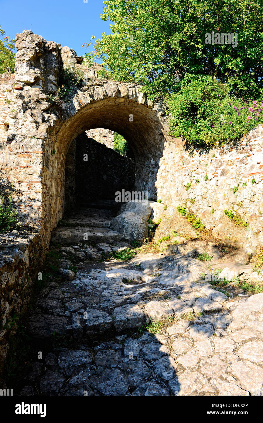 Die Ruinen der byzantinischen Stadt Mythras, in der Nähe von Sparta, Griechenland Stockfoto