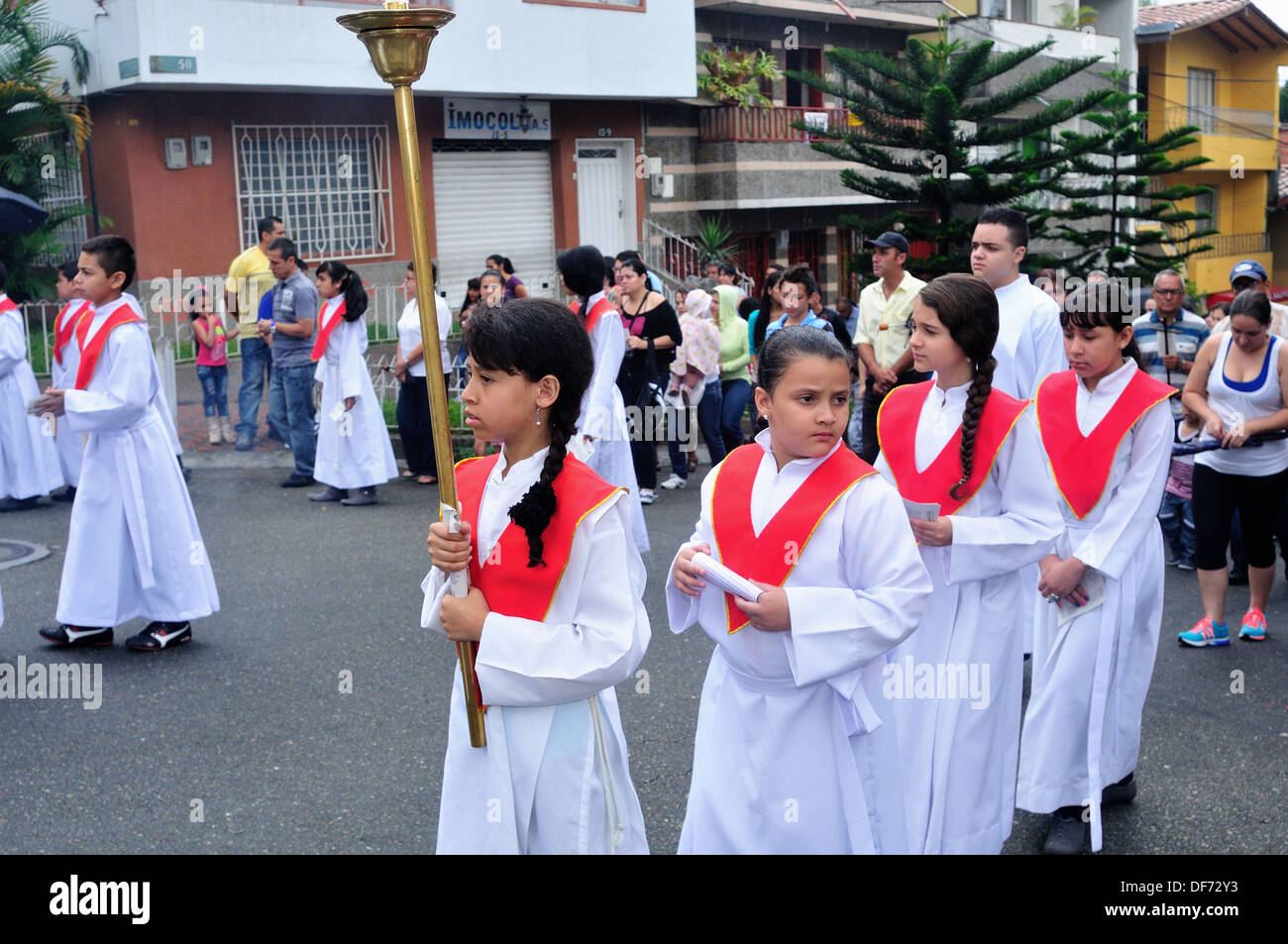 Via Crucis - Ostern in Buenos Aires Bezirk MEDELLIN - Abteilung von Antioquia. Kolumbien Stockfoto