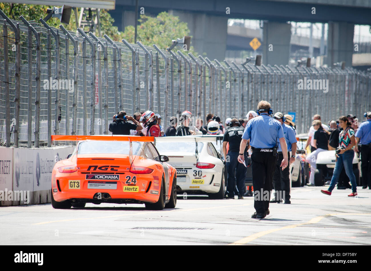 Boxengasse des Rennens Baltimore GT3 in der Imsa-Wanderpokal Stockfoto