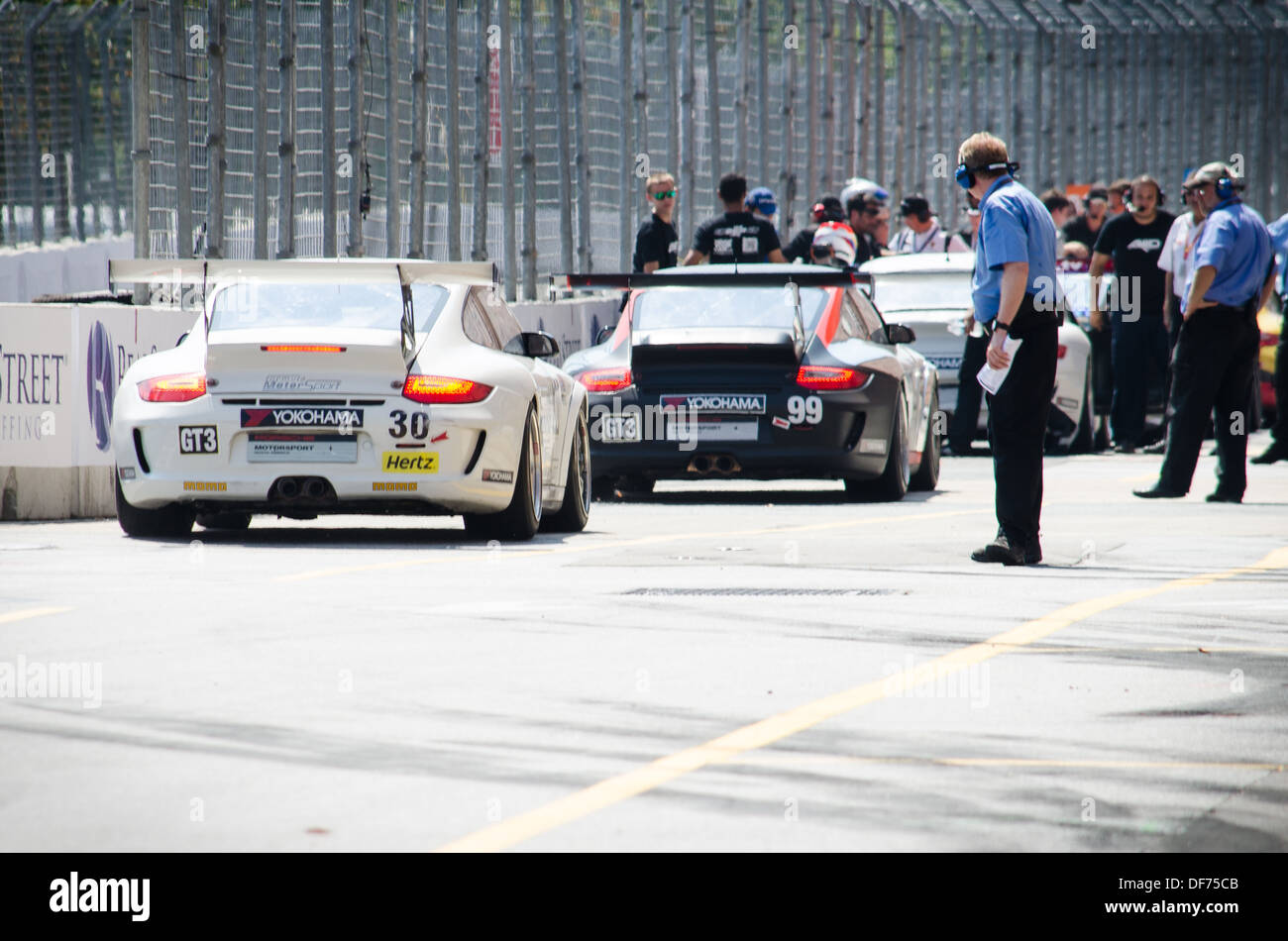 Boxengasse des Rennens Baltimore GT3 in der Imsa-Wanderpokal Stockfoto