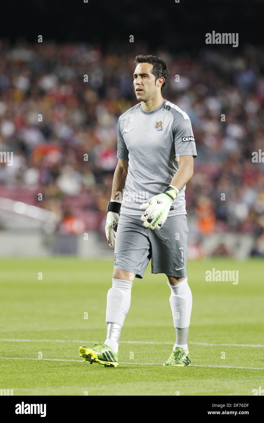 Claudio Bravo (Sociedad), 24. September 2013 - Fußball / Fußball: Spanisch "Liga Espanola" match zwischen Barcelona und Real Sociedad am Stadion Camp Nou in Barcelona, Spanien, 24. September 2013. (Foto: AFLO) Stockfoto