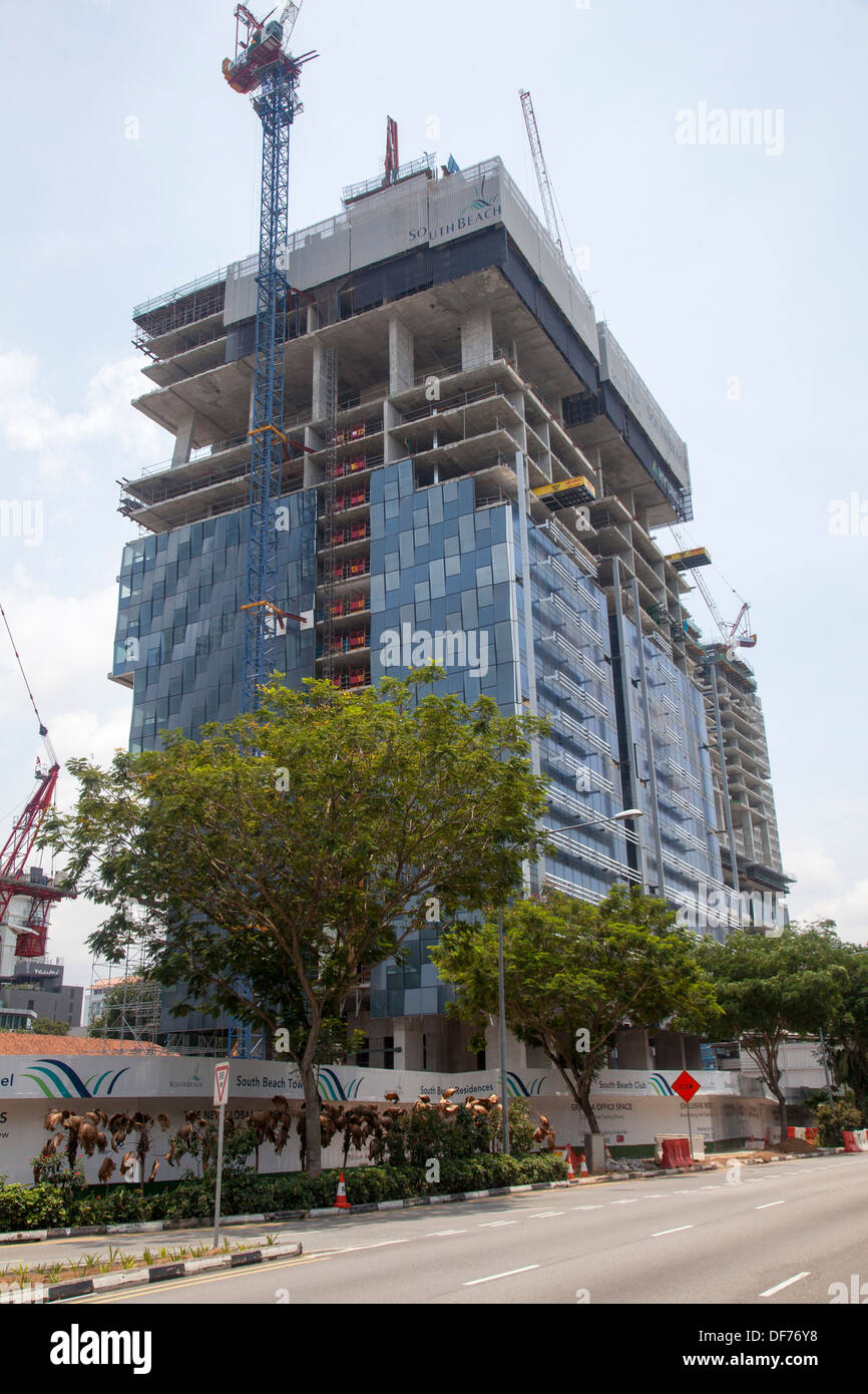 Baustelle Gebäude Wolkenkratzer Singapur Stadt Asien Hauptstadt finanzielle Handel Hotel Büros Geldmacht funktioniert Energiearbeit Stockfoto