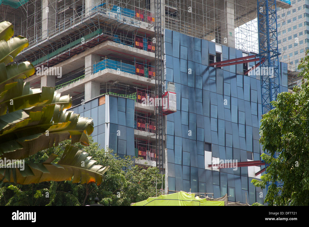 Baustelle Gebäude Wolkenkratzer Singapur Stadt Asien Hauptstadt finanzielle Handel Hotel Büros Geldmacht funktioniert Energiearbeit Stockfoto