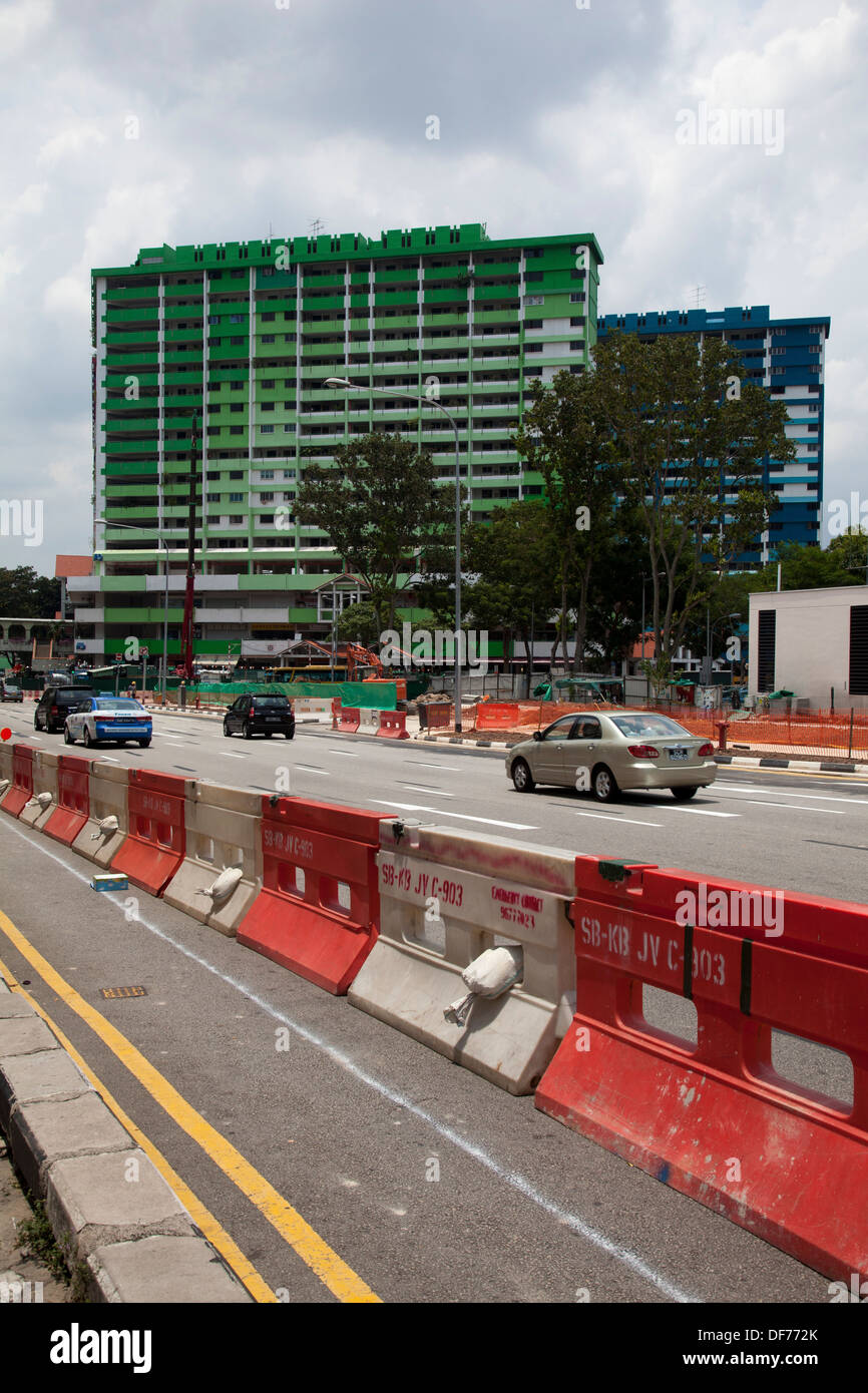 Farbigen Gebäude Singapur Stadt Asien Verkehr Autos Straße fahren bunte Exquisite verschiedene locken attraktive Stadt Attraktion Stockfoto