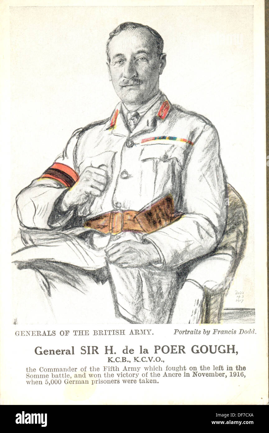 Ersten Weltkrieg Postkarte Portrait von General Sir H De La Poer Gough, KCB, KCVO des Künstlers Francis Dodd Stockfoto