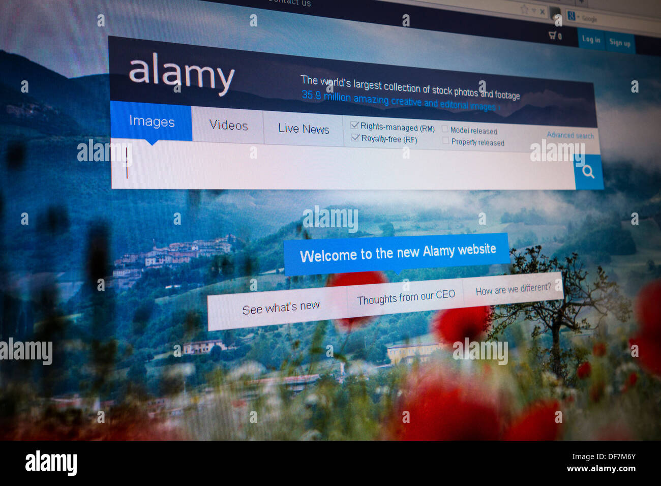 Neue Homepage des Alamy Stockfoto