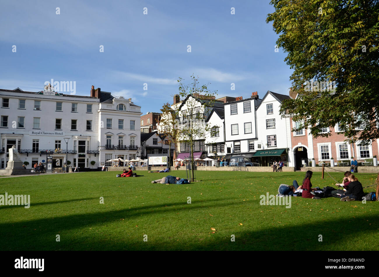 Die Kathedrale Hof in Exeter, Devon. Stockfoto