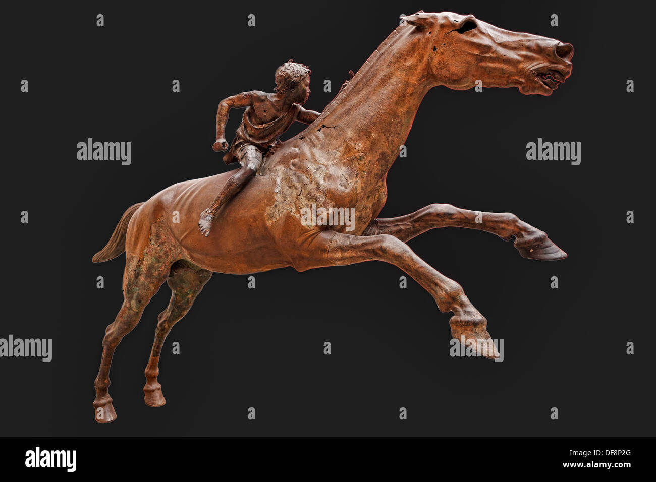 Bronzestatue des Artemision Jockey (140 v. Chr.) im National Museum, Griechenland Stockfoto
