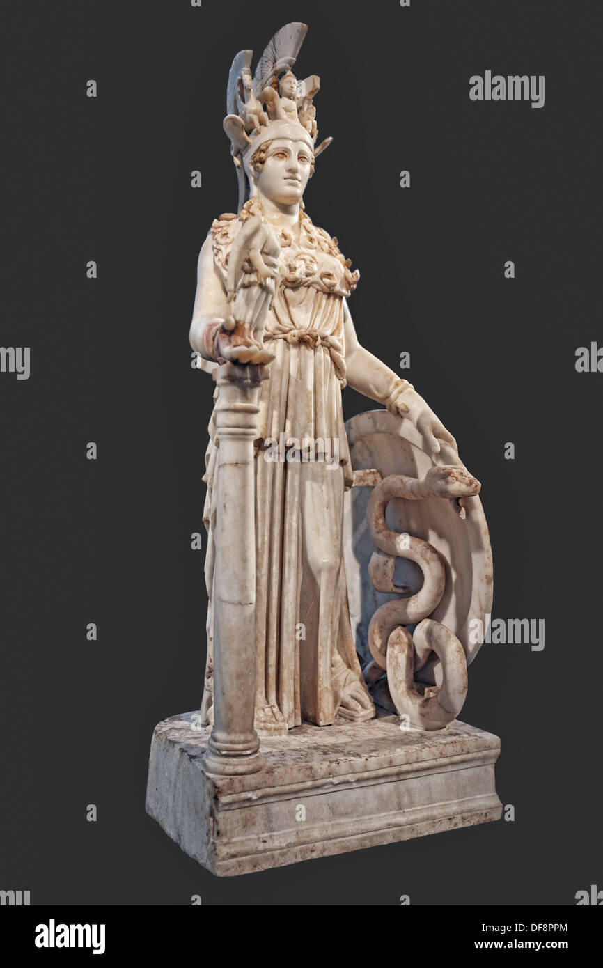 Die Varvakeion Göttin Athene (200-250 n. Chr.) im National Museum, Griechenland Stockfoto