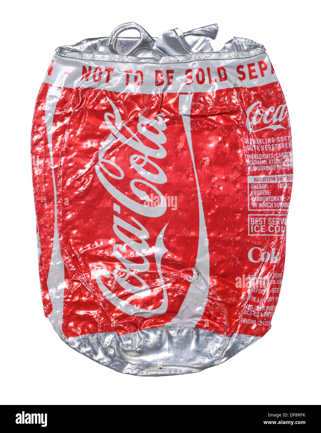 Kann gequetscht aus Aluminium, die Coca Cola trinkt Stockfoto