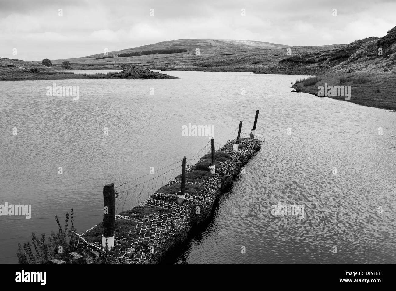 Der verschwindende See in monochromen North Antrim-Nordirland Stockfoto