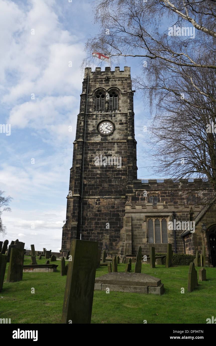 St Lawrences Kirche in North Wingfield, Derbyshire England, Großbritannien, Klasse 1, denkmalgeschütztes Gebäude Stockfoto