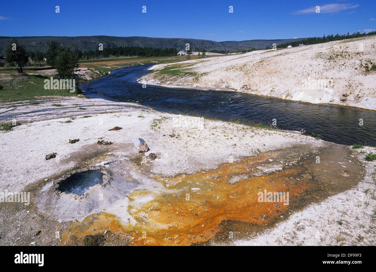 Elk265-1210 Wyoming, Yellowstone-Nationalpark, Upper Geyser Basin, Firehole River Stockfoto