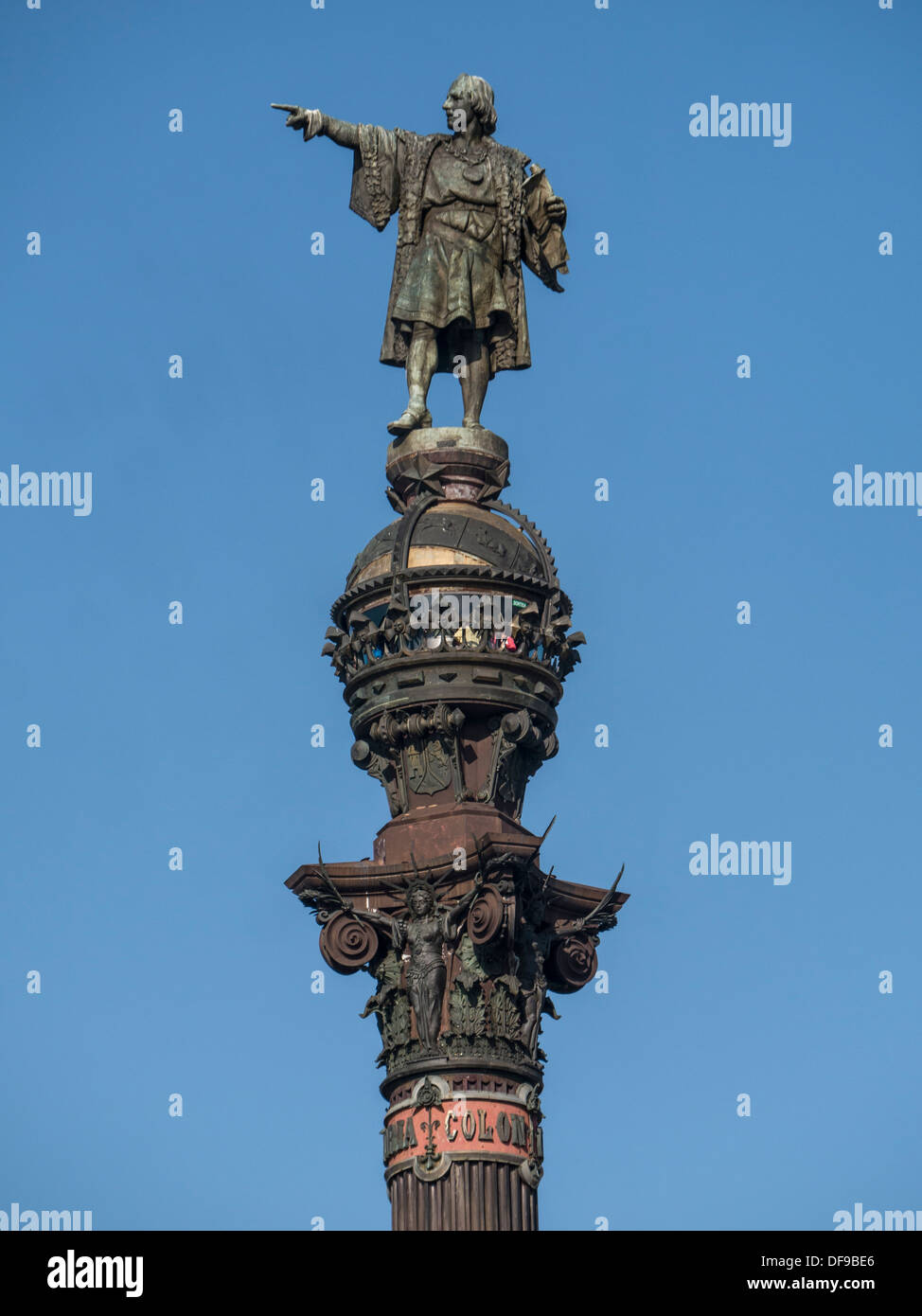 BARCELONA, SPANIEN - 12. SEPTEMBER 2013: Das Kolumbus-Denkmal in Barcelona Stockfoto