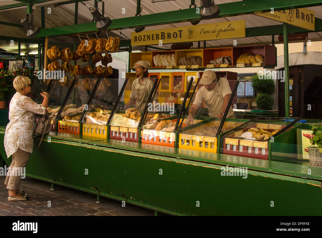 Brot-Markt stand, Bozen, Südtirol, Italien, Europa Stockfoto