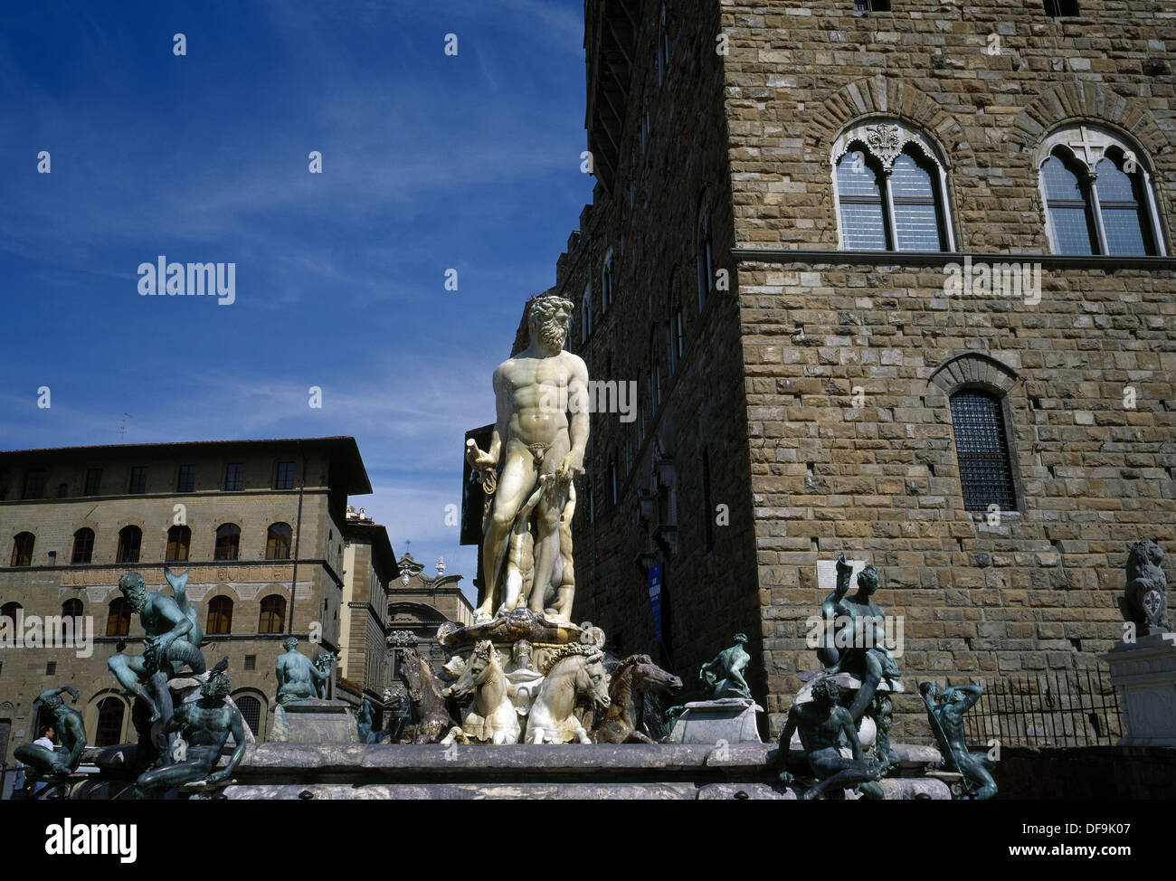 Italien. Florenz. Brunnen von Neptun, 1565. Von Bartolomeo Ammannati (1511-1592). Signoria Platz. Stockfoto