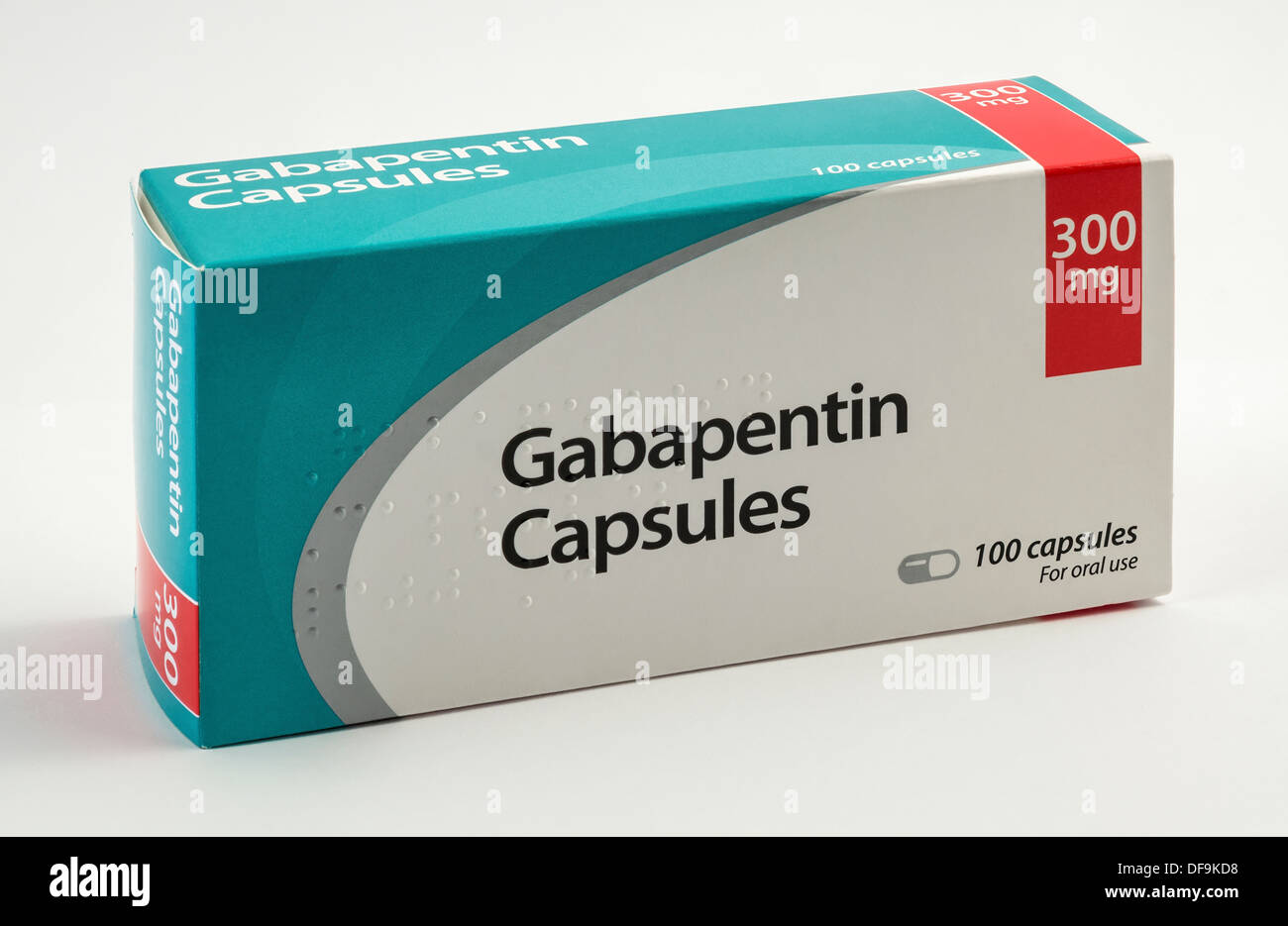 Gabapentin-Paket, ein Medikament zur Behandlung von Epilepsie. Manchmal verwendet für neuropathische Schmerzen. Auch genannt Neurontin® Stockfoto
