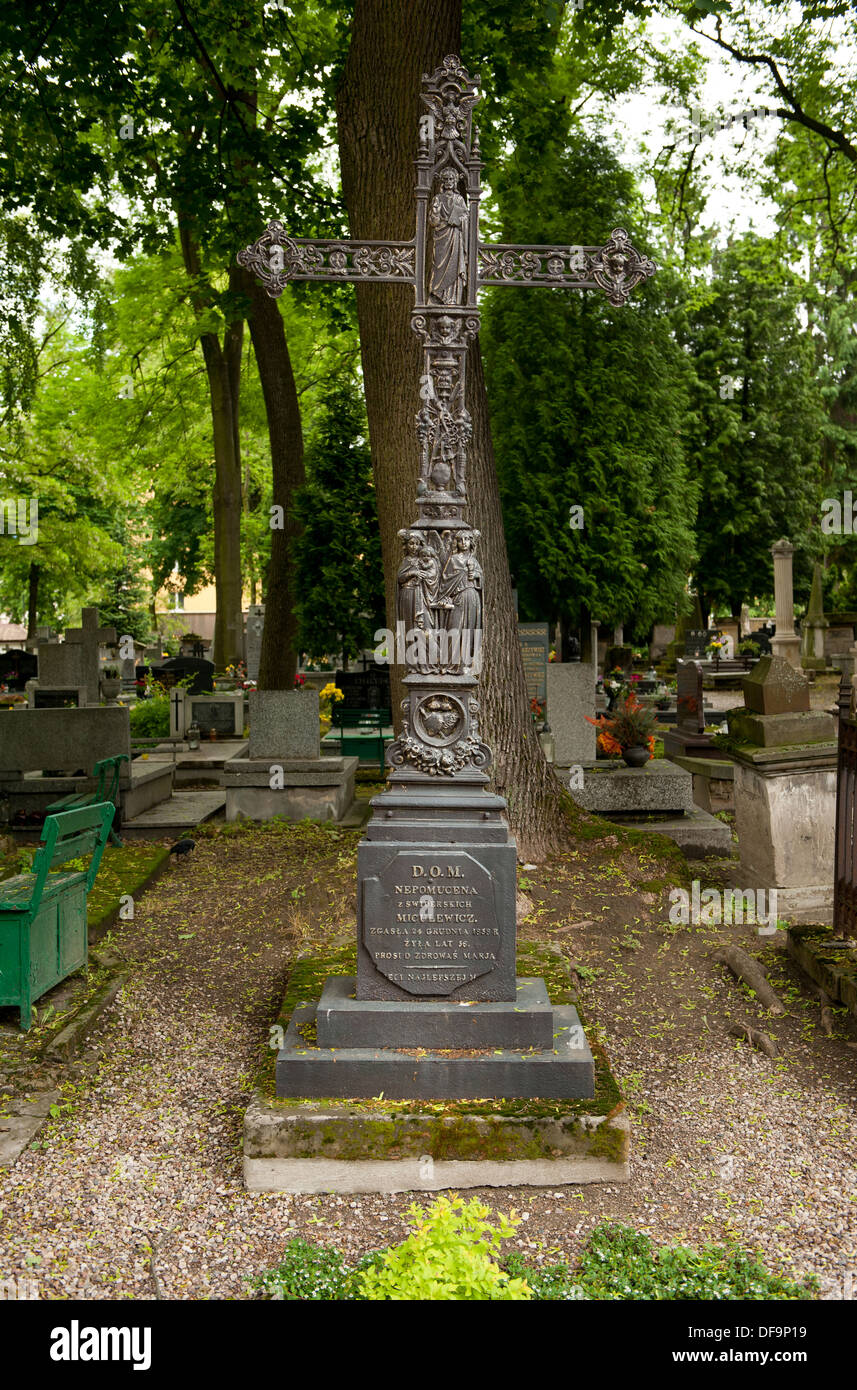 Dekorative alte Eiserne Kreuz am Grab Stockfoto