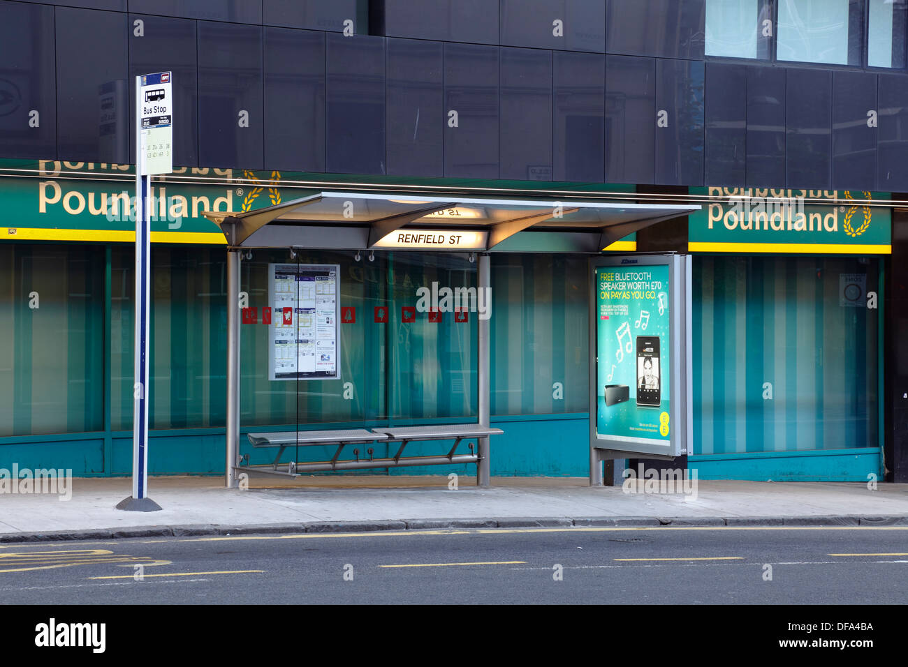 Eine leere Busstation, Renfield Street, Glasgow City Centre, Schottland UK Stockfoto