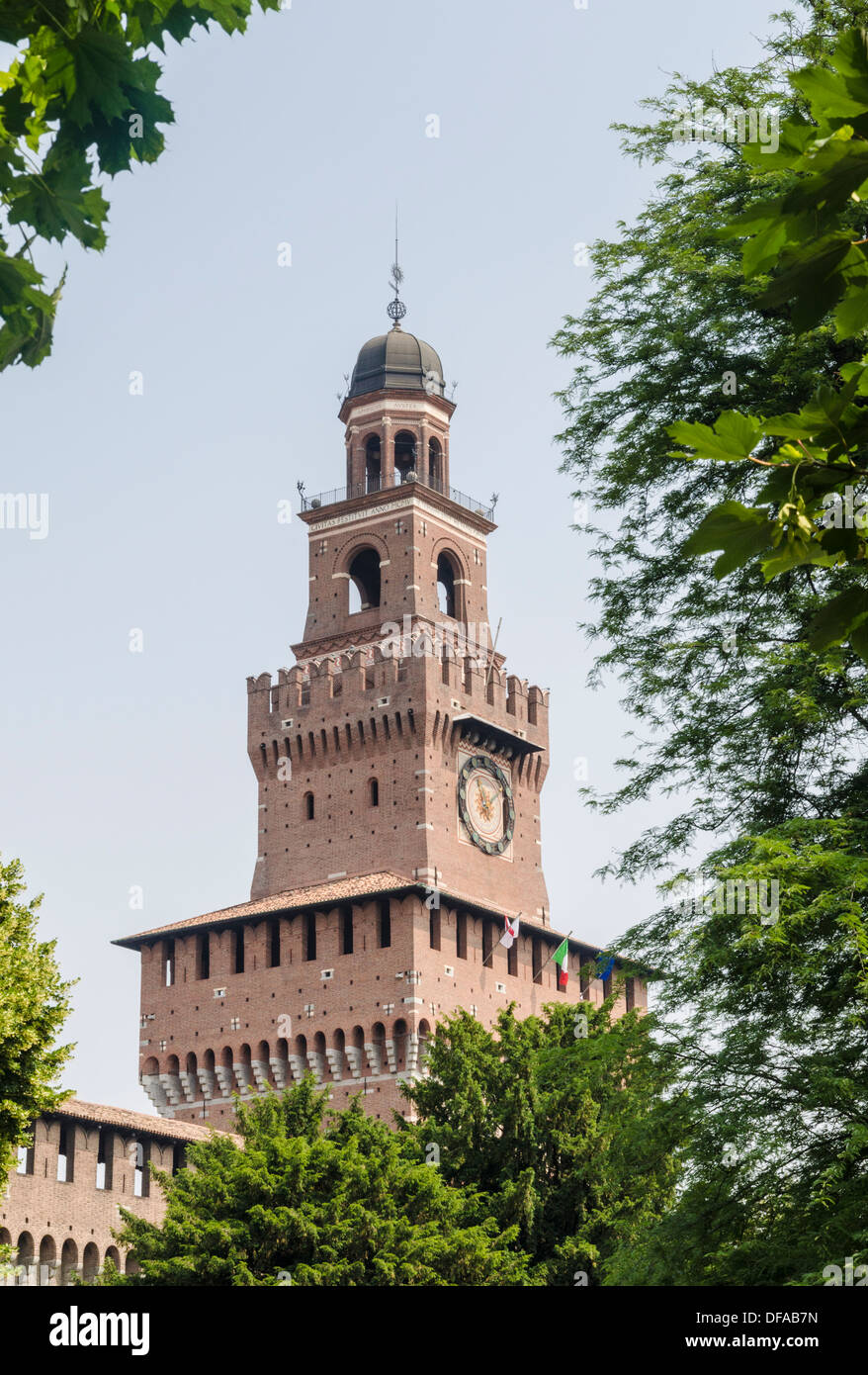 Torre del Filarete am Castello Sforzesco, Piazza Castello, Mailand, Italien Stockfoto
