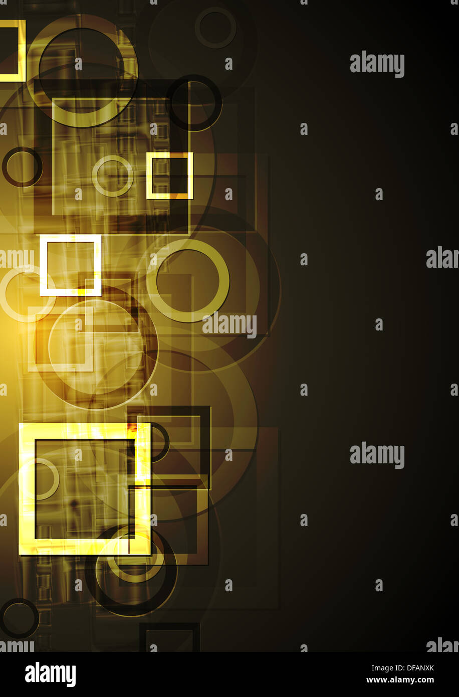 Dunkles gelb abstrakten Hintergrund. Tech-Stil mit geometrischen Formen. Vector Design Eps 10 Stockfoto