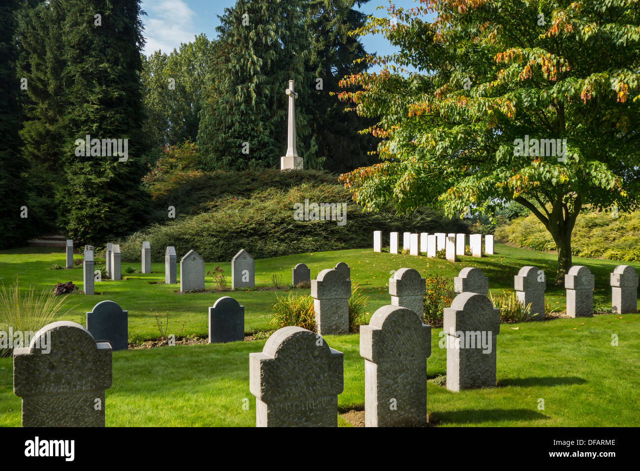 WWI deutschen Gräber auf dem Friedhof St Symphorien Commonwealth War Graves Commission, Saint-Symphorien in der Nähe von Mons, Hainaut, Belgien Stockfoto