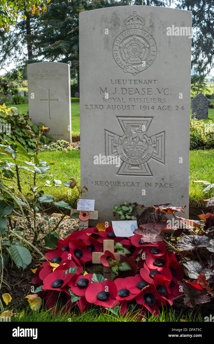 WW1 Grab des Maurice James Dease im ersten Weltkrieg eine St Symphorien Friedhof, Saint-Symphorien, Mons, Hainaut, Belgien Stockfoto