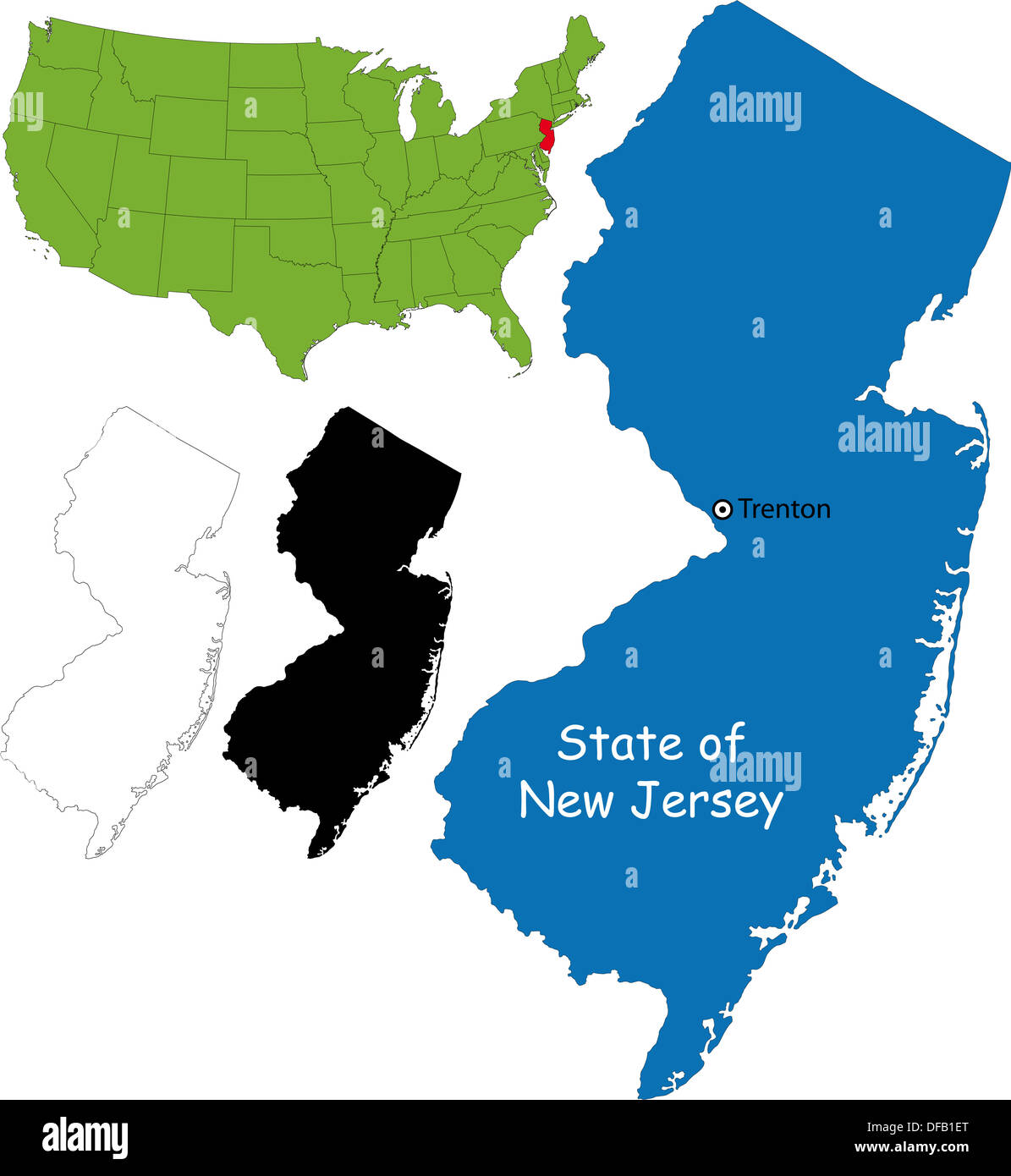 New Jersey Karte Stockfoto