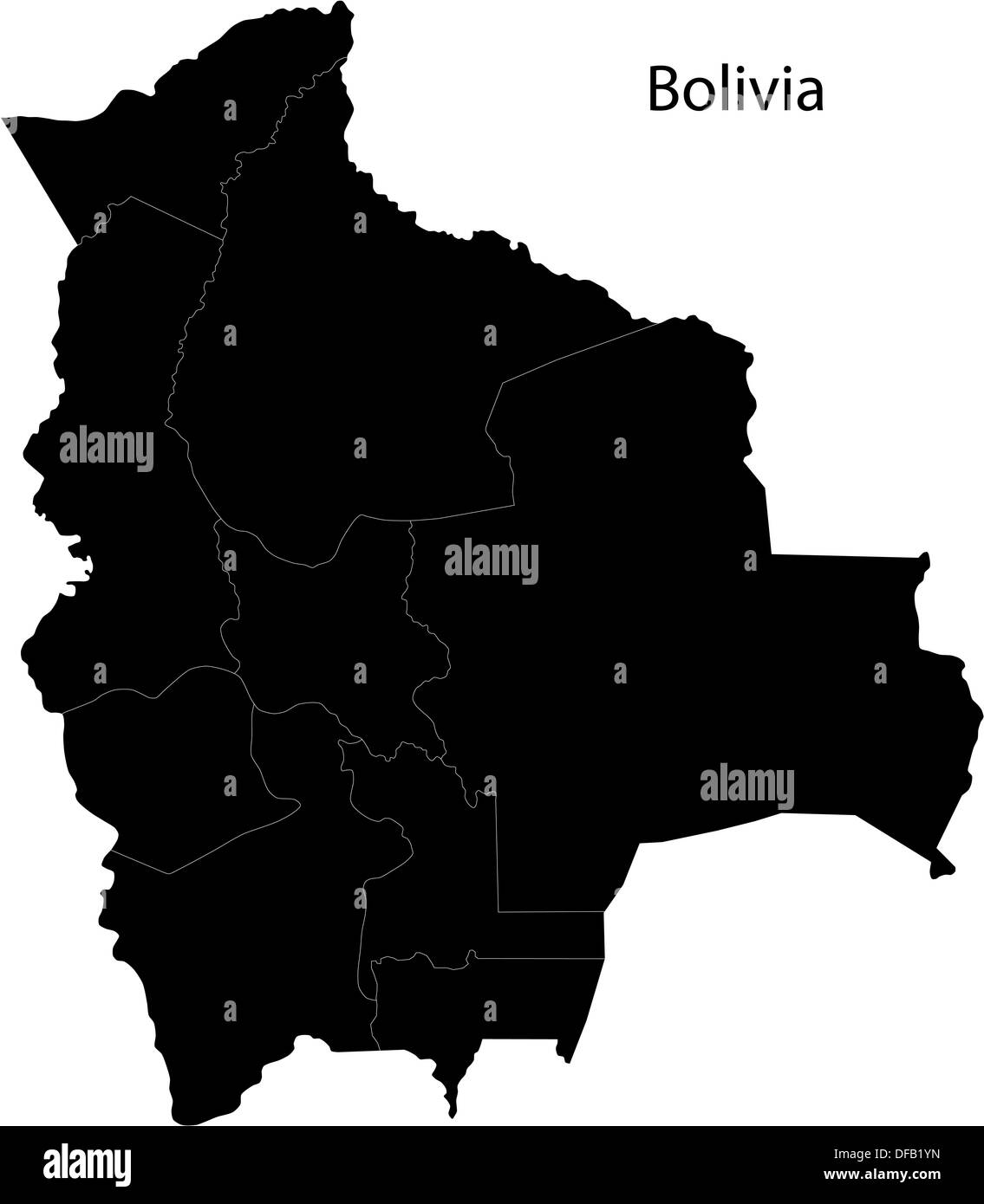 Schwarz-Bolivien Karte Stockfoto