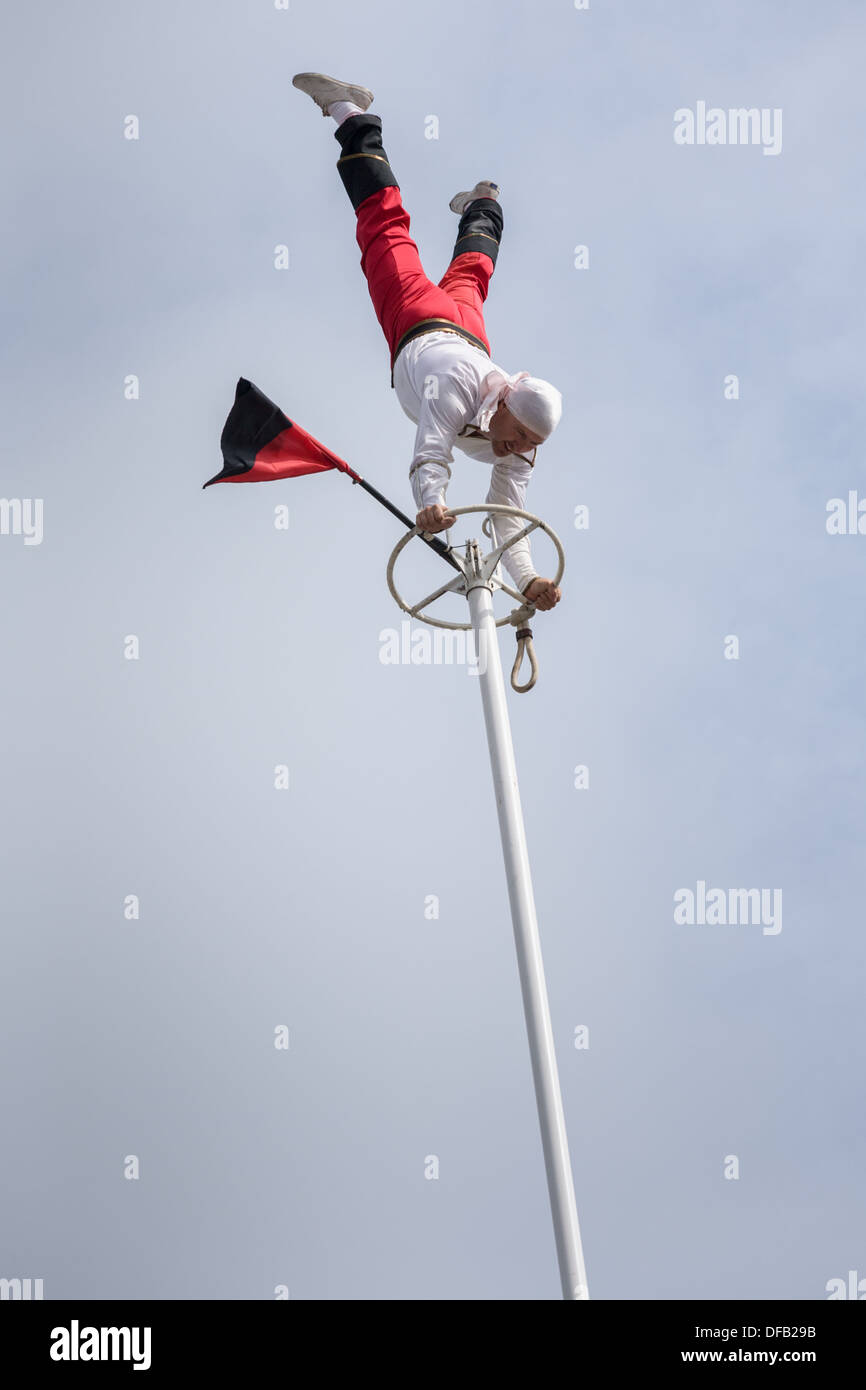 Acrobat durchführen Stunts, tolle New York State Fair Stockfoto