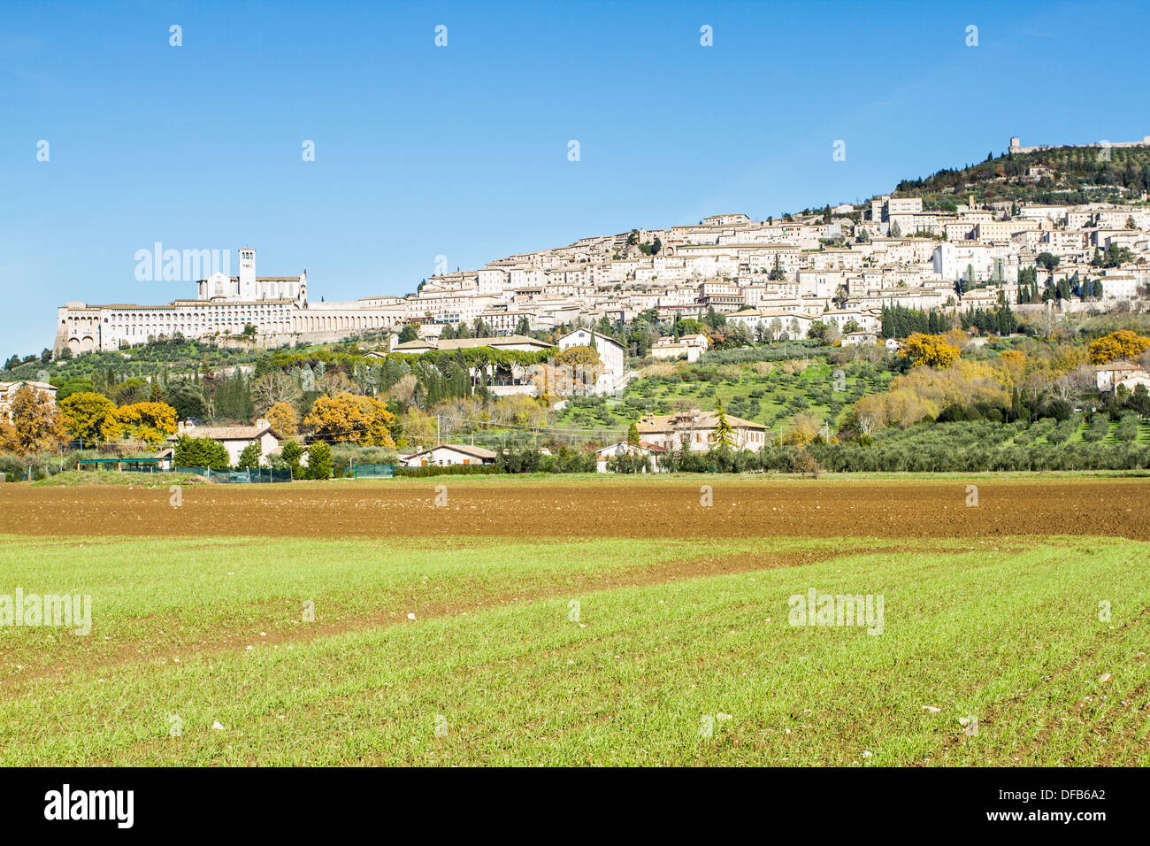 Blick auf die Stadt Assisi. Assisi, Provinz Perugia, Italien. Stockfoto