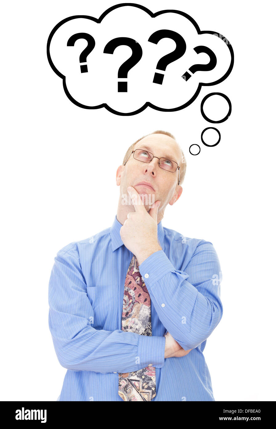 Geschäftsperson Frage nachzudenken Stockfoto