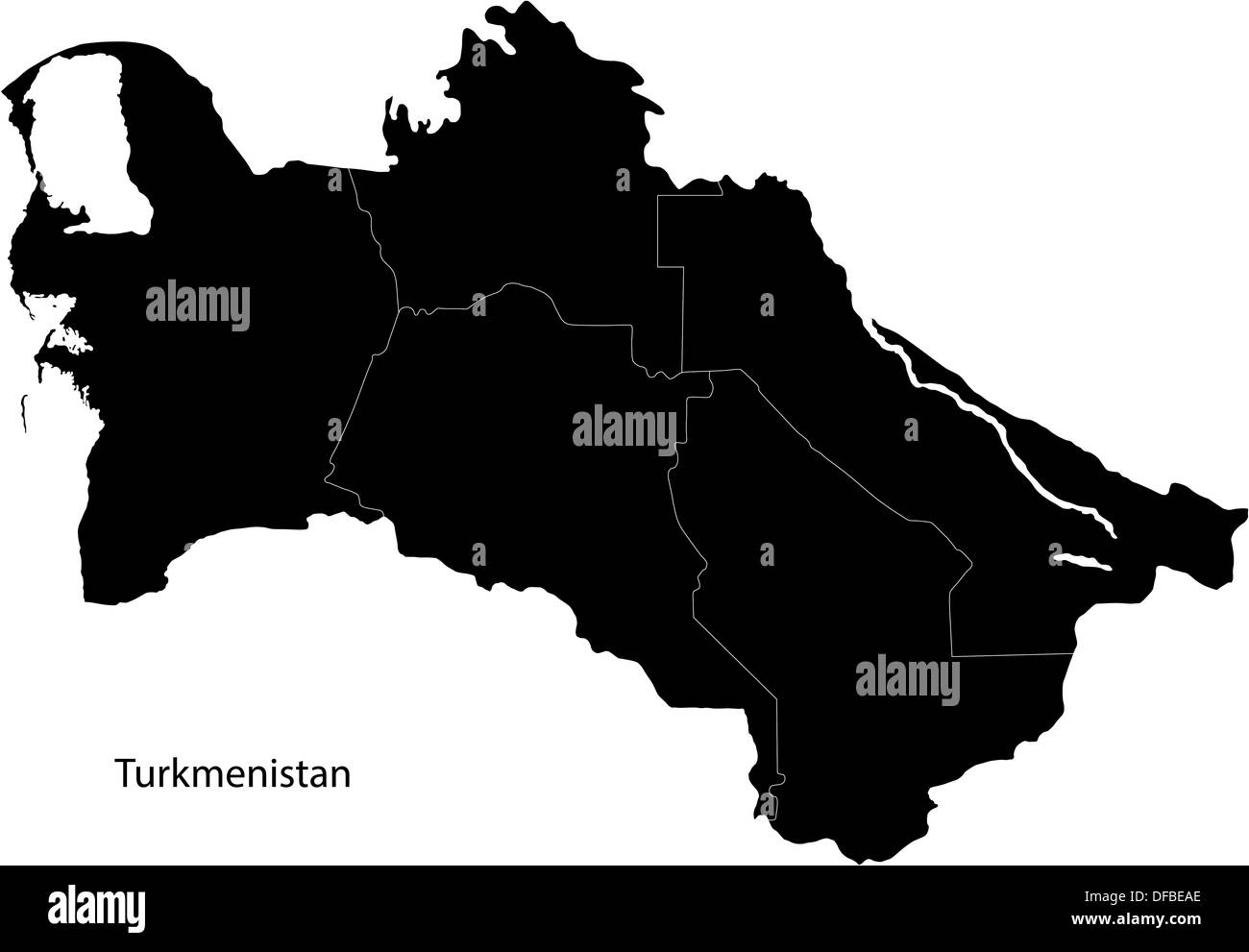 Schwarz-Turkmenistan Karte Stockfoto