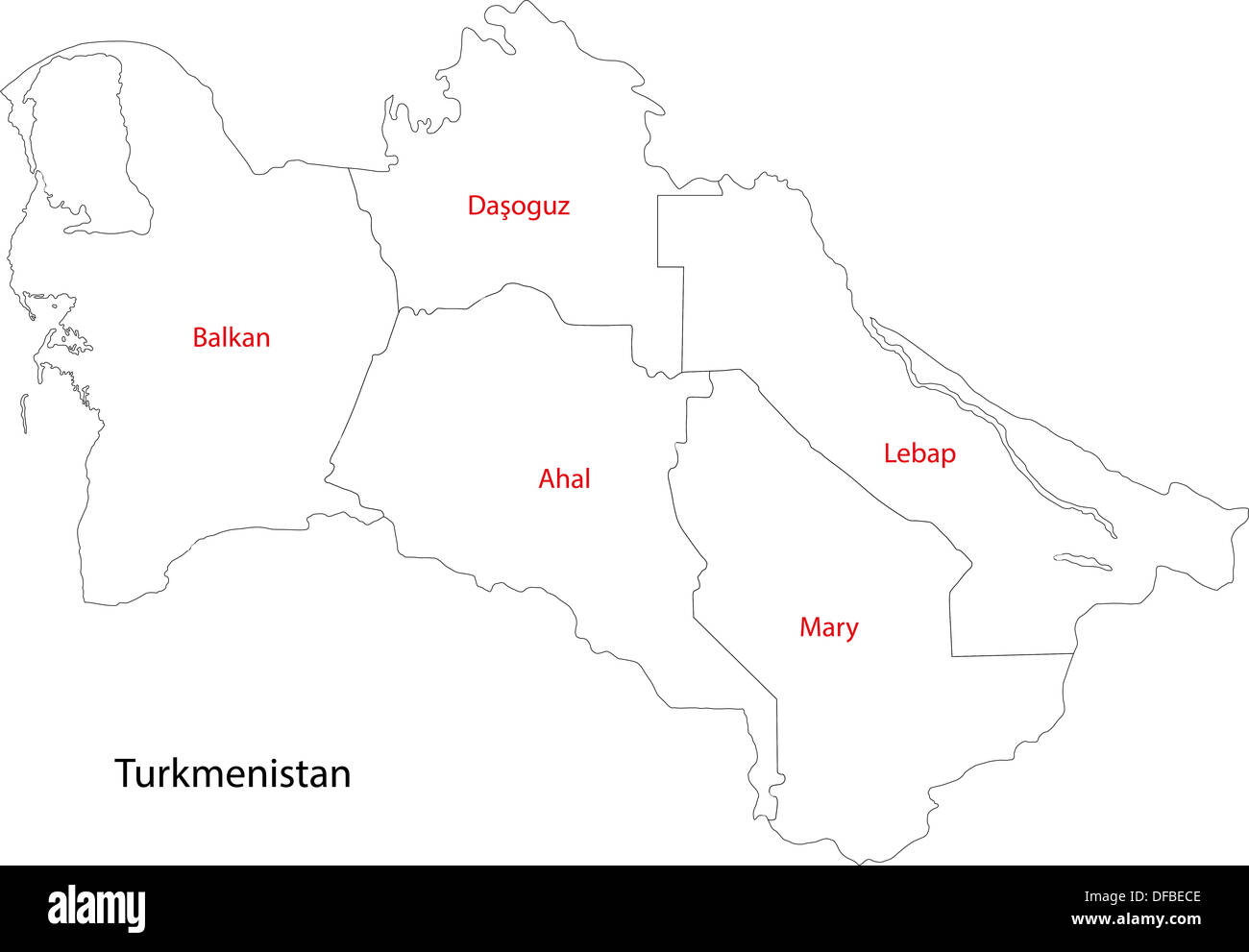 Kontur Turkmenistan Karte Stockfoto