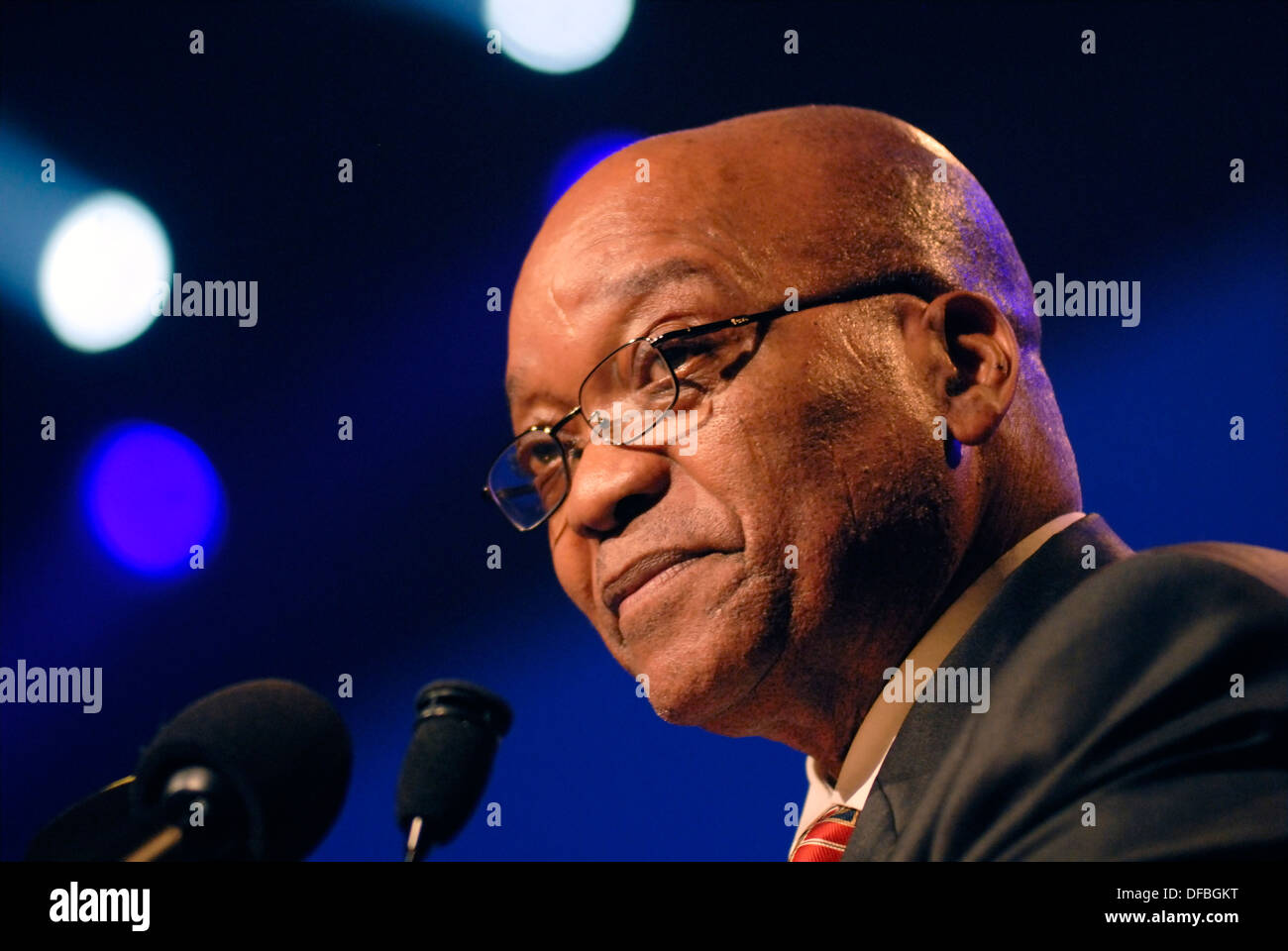 Präsident African National Congress Jacob Zuma befasst sich mit Durban Chamber Commerce Albert Luthuli Convention Centre in Durban Stockfoto