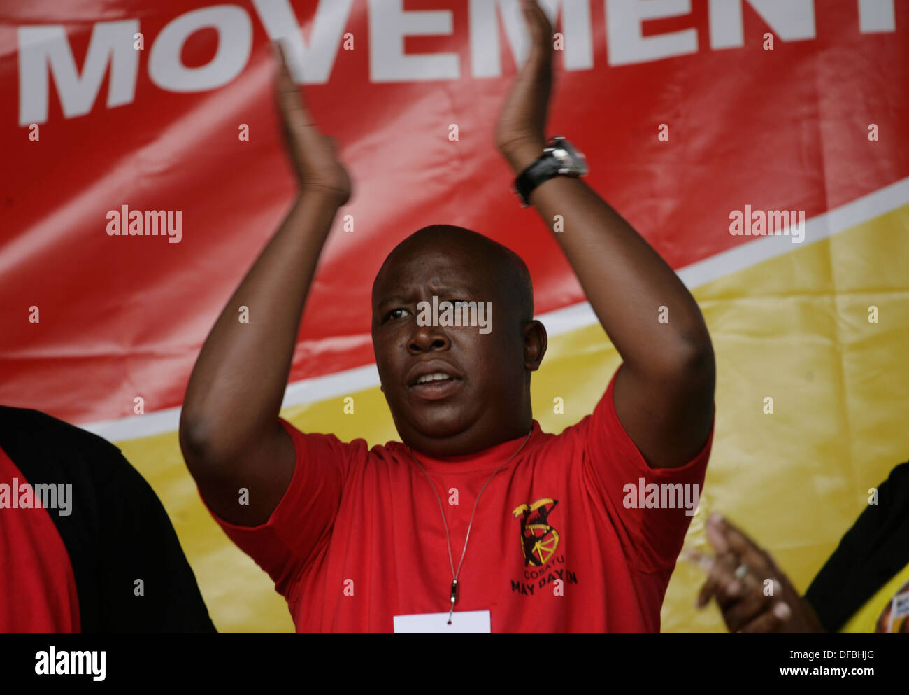 ANC Youth League Führer Julius Malema eine Tag der Arbeiter-Kundgebung statt, in Lindelani in der Nähe von Durban 19. April 2009 Bild von Rogan Ward Stockfoto