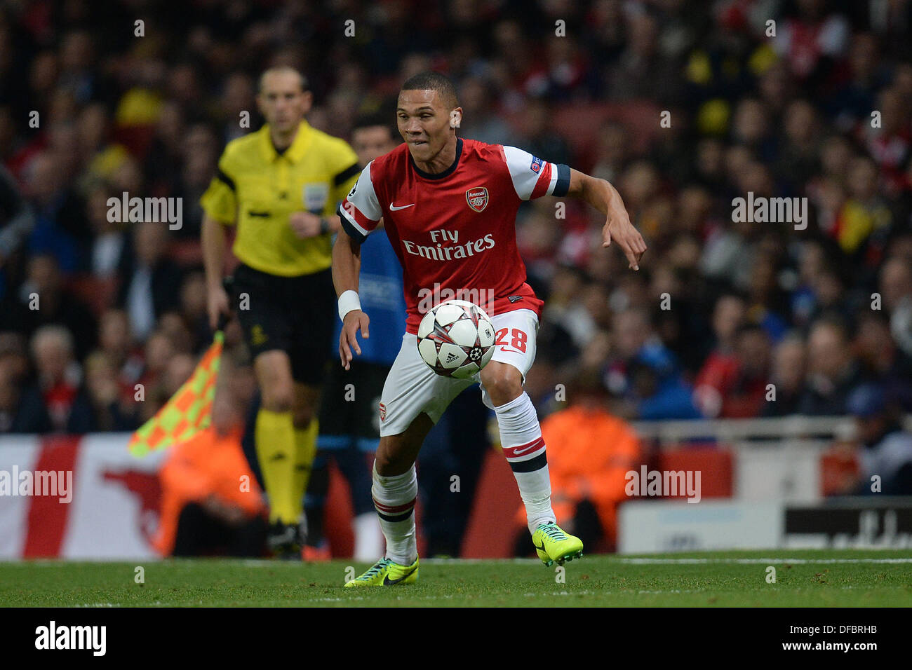 London, UK. 1. Oktober 2013. Arsenals Verteidiger Kieran Gibbs aus England während der UEFA-Champions-League-match zwischen Arsenal aus England und Napoli aus Italien spielte The Emirates Stadium am 1. Oktober 2013 in London, England. © Mitchell Gunn/ESPA/Alamy Live-Nachrichten Stockfoto