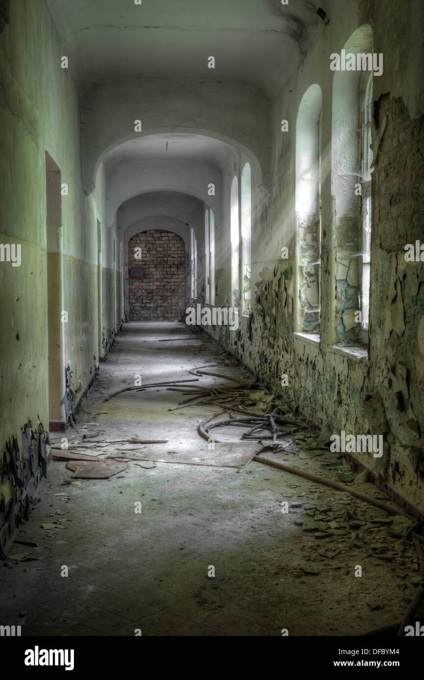 Kaserne - verlassene Artillerie-Kaserne in Küstrin, Brandenburg, Deutschland Stockfoto