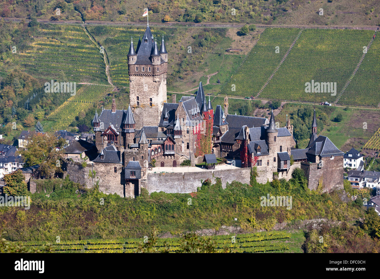 Deutschland, Rheinland-Pfalz, Blick auf die Kaiserburg in Cochem Stockfoto