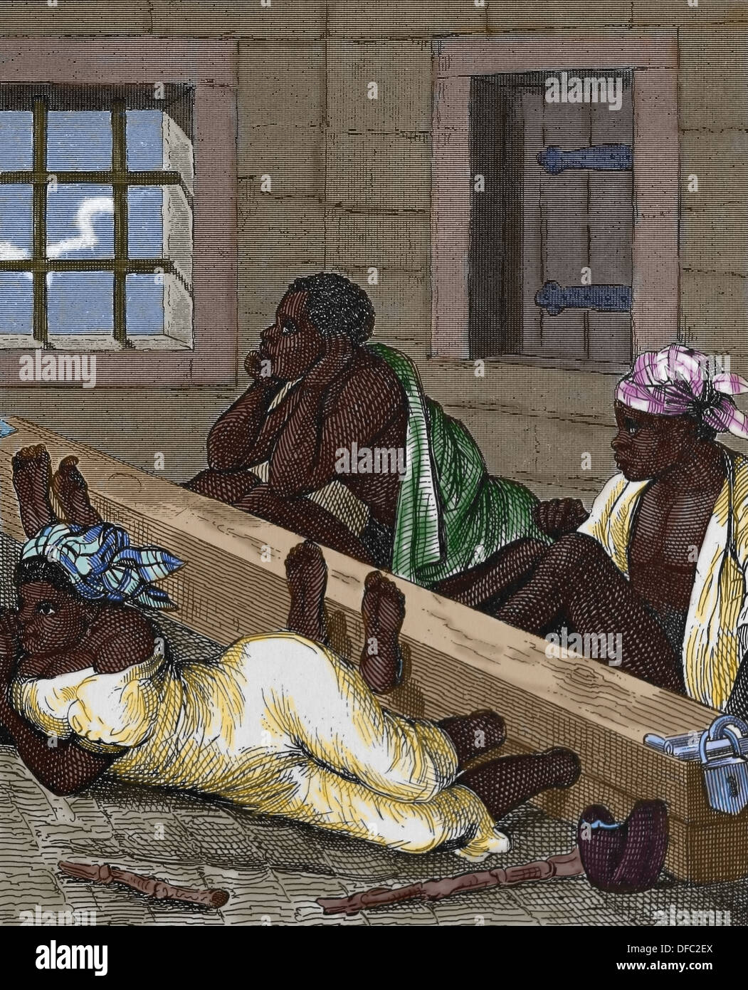 Brasilianische Sklavenhandel Schwarze Sklaven In Aktien In Brasilien Farbige Gravur Stockfotografie Alamy