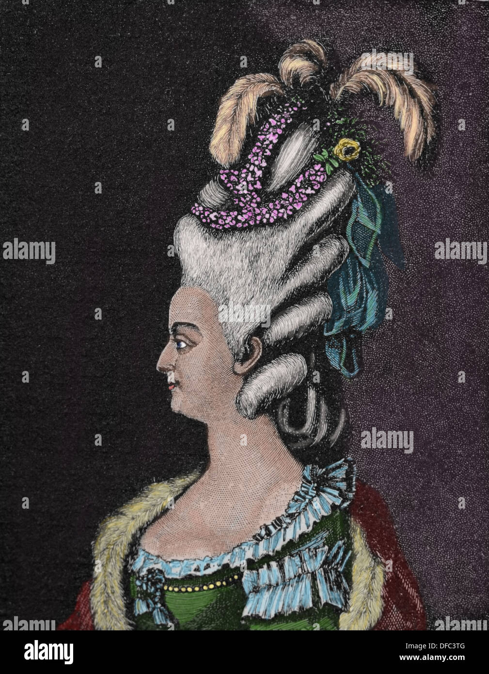 Marie Antoinette (1755-1793). Königin von Frankreich und Navarra aus dem Jahre 1774 bis 1792. Kupferstich, 1783. Stockfoto