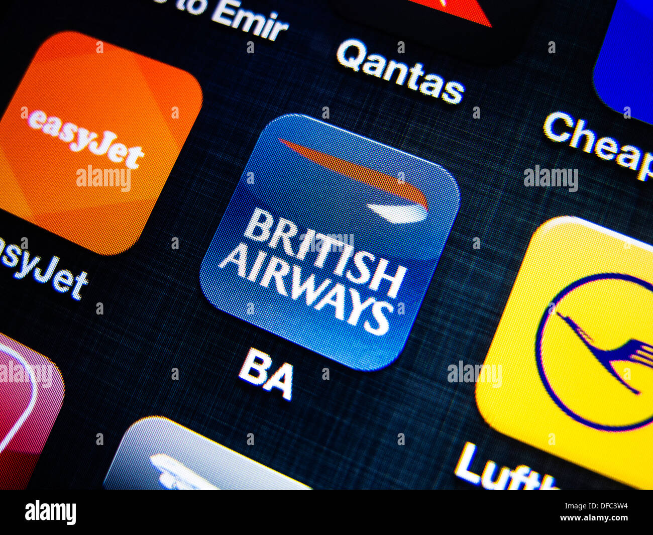 Detail der British Airways Airline app-Icon auf dem iPhone-Bildschirm Stockfoto