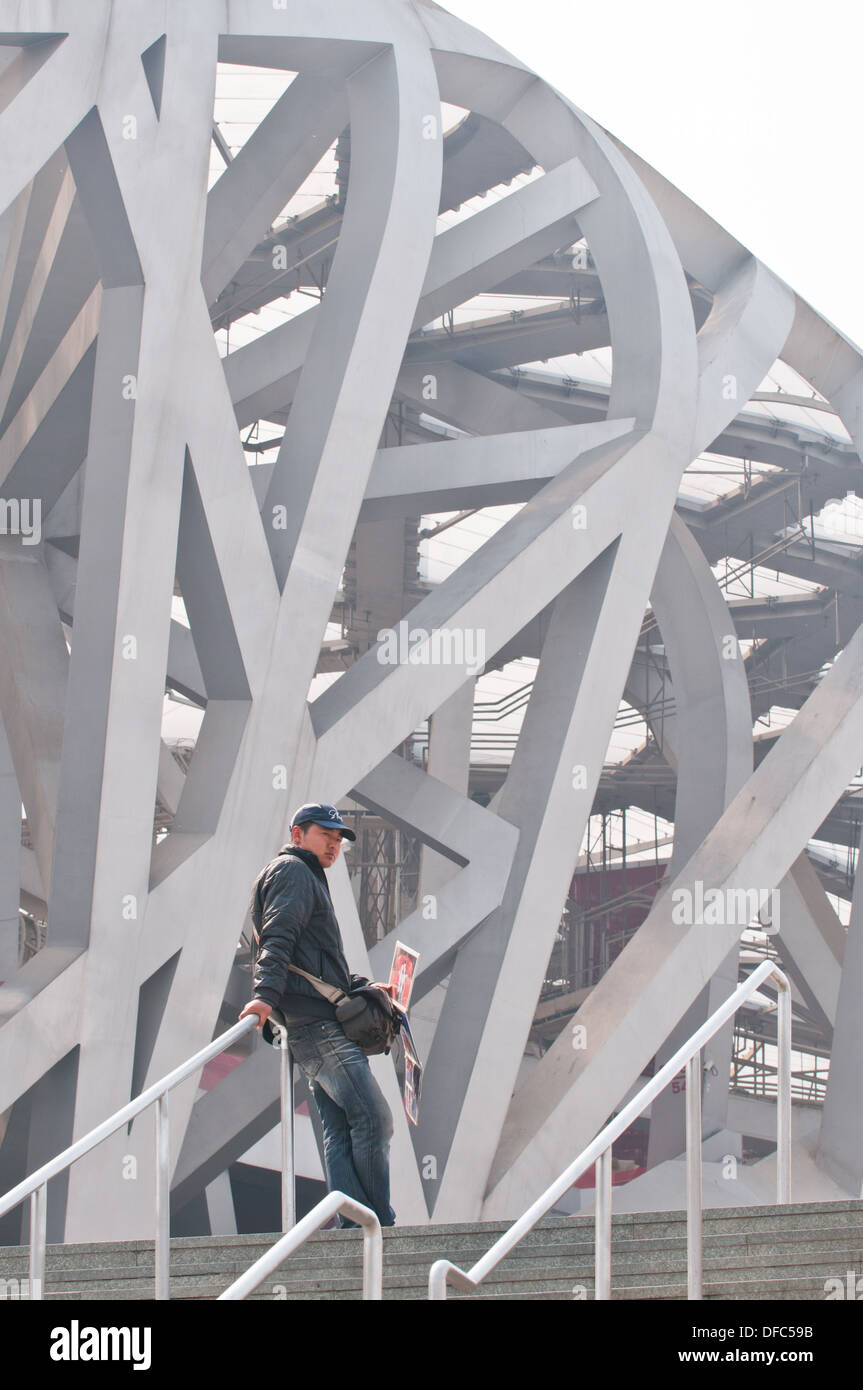 Nationalstadion, auch bekannt als das Vogelnest in Chaoyang District, Beijing, China Stockfoto