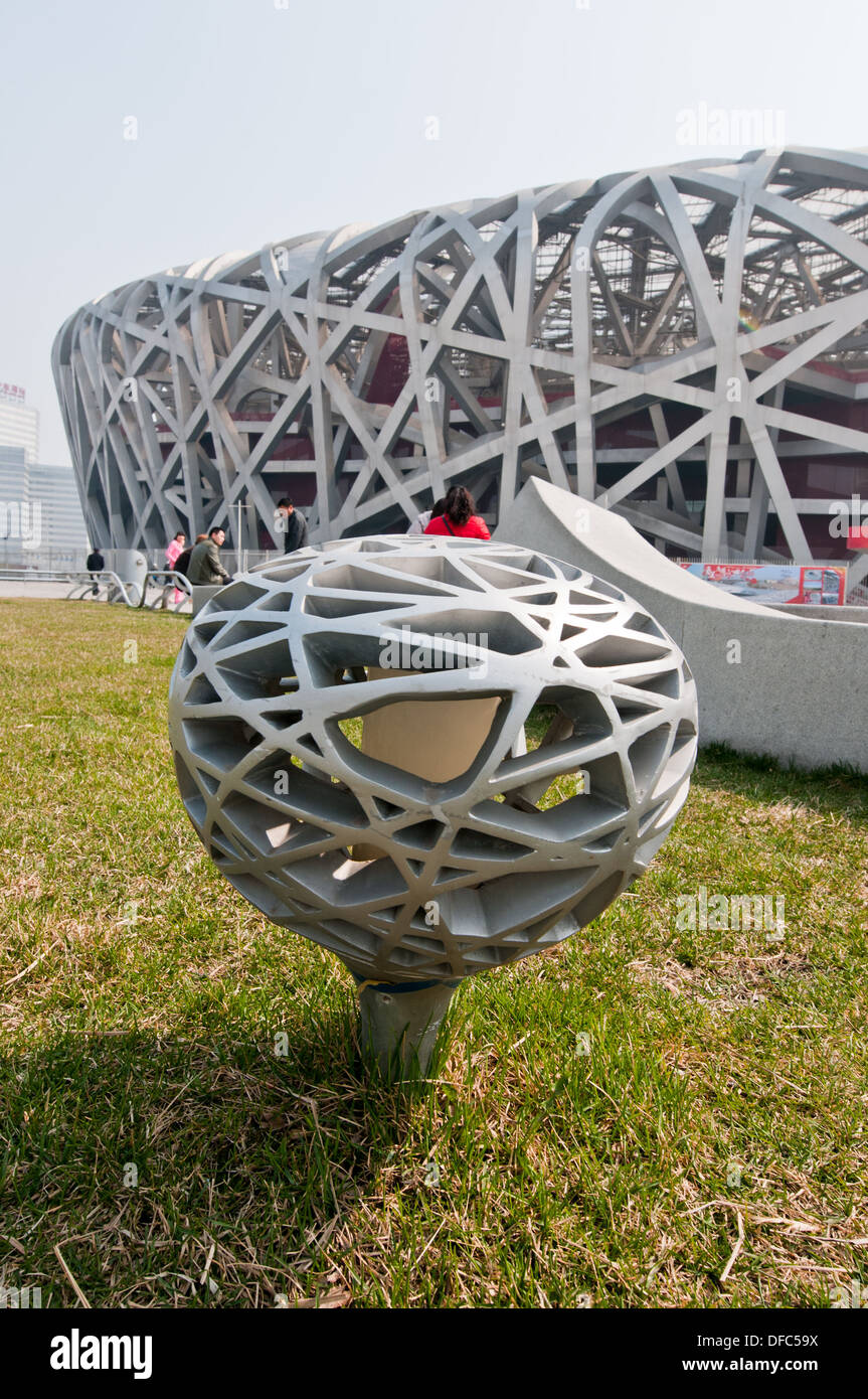 Nationalstadion, auch bekannt als das Vogelnest in Chaoyang District, Beijing, China Stockfoto